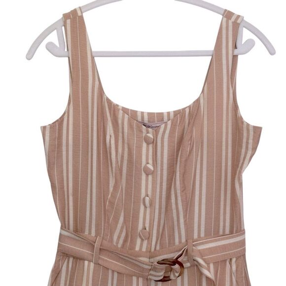 NWT BCBGeneration Elyse Belted Romper Tan and Cream Striped, size 4 - Picture 4 of 15